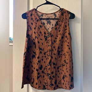 SHEIN Brown and Black Animal Print Sleeveless Blouse